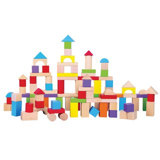 Building blocks in a drum - multi color - 100 pieces